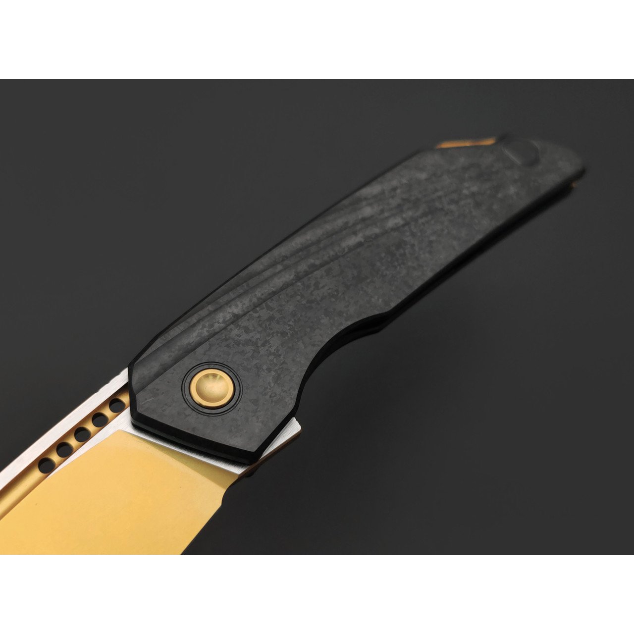 TuoTown складной нож RT-Stinger TRS-NDG сталь T14N Gold PVD, рукоять Crystal Ti DLC black