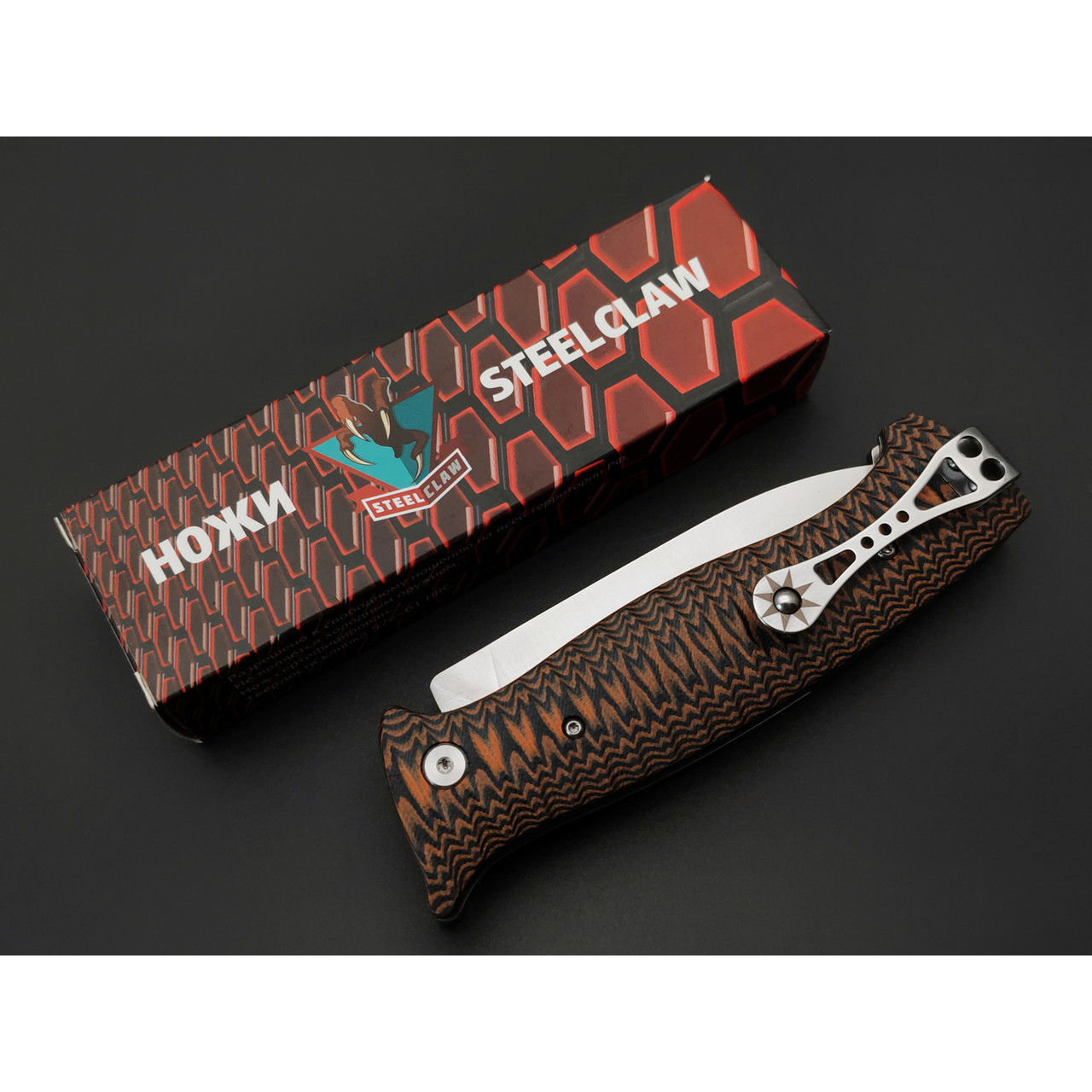 Steelclaw складной нож Поиск-03 сталь VG-10 satin, рукоять G10 black & orange