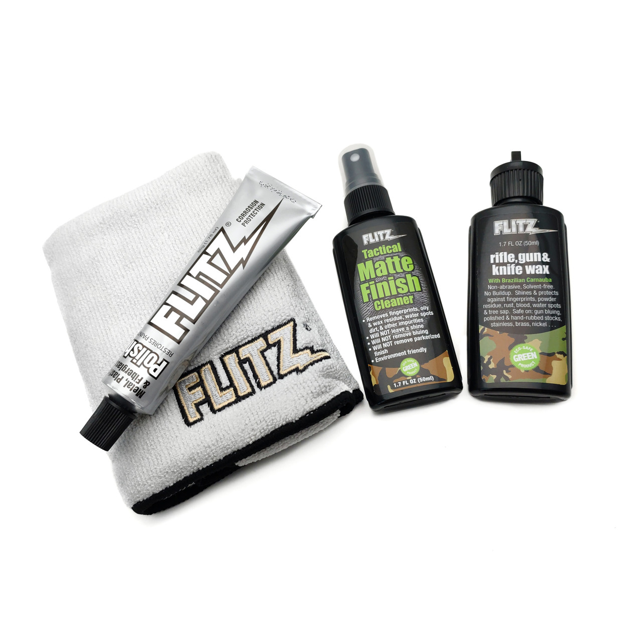 Flitz набор для ухода за оружием KG41501 паста 50гр, очиститель 50мл, оружейный воск 50мл, салфетка из микрофибры