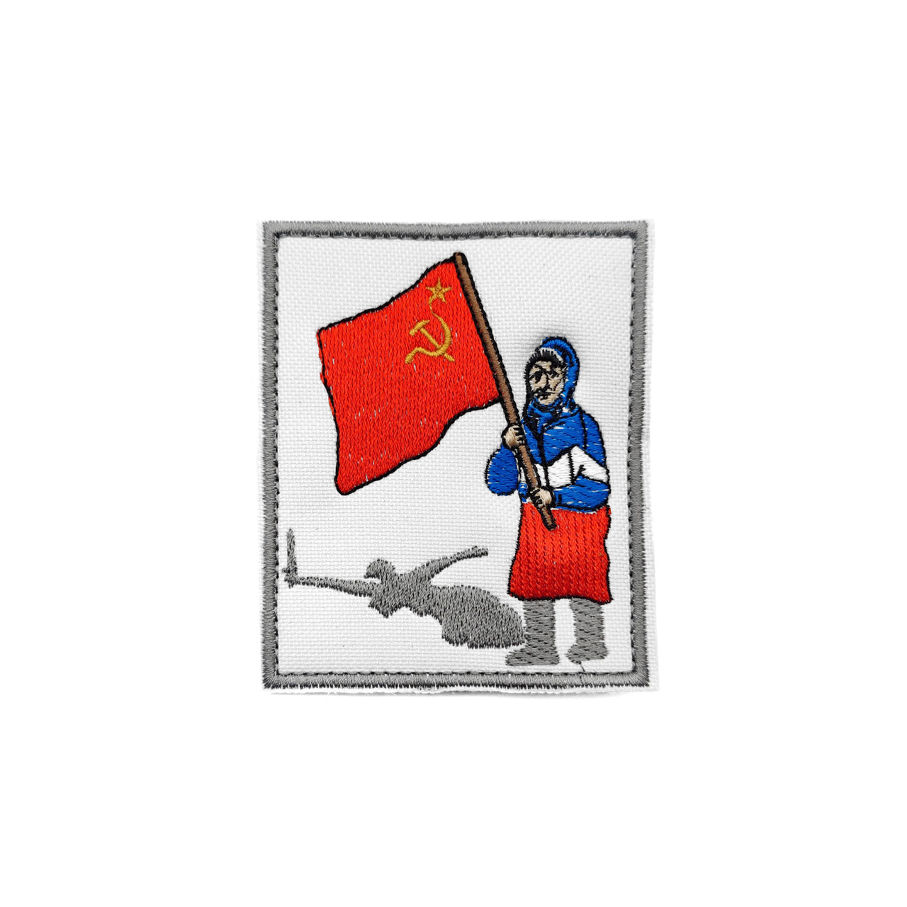 Патч "Бабушка с флагом" белый