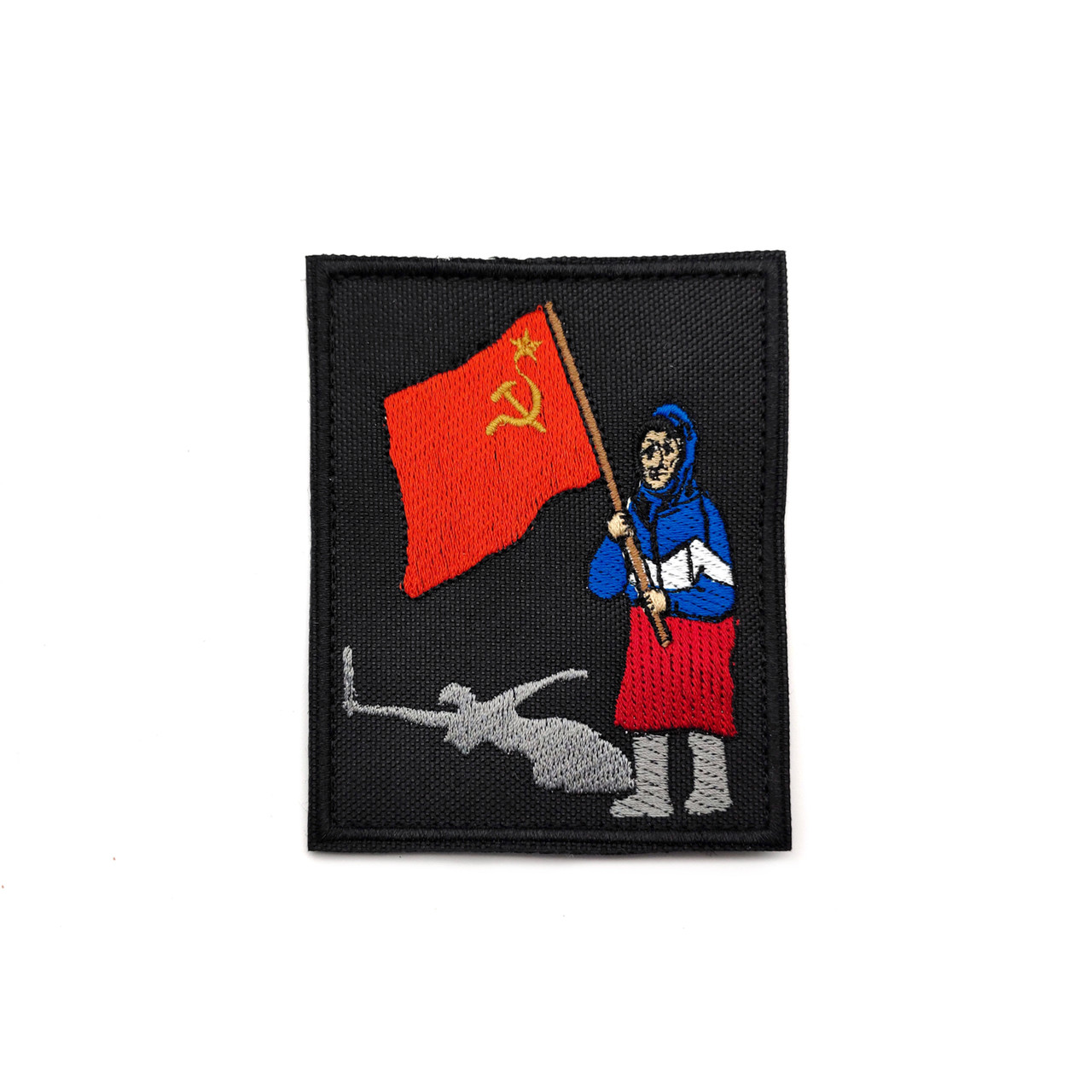 Патч "Бабушка с флагом" черный