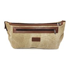Сумка Hip Bag коричневая, размер L, материал кожа и канвас NK0130