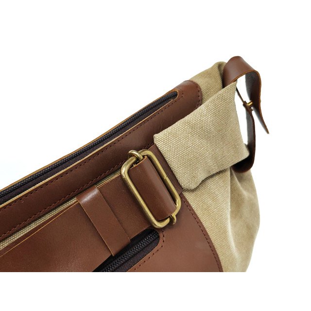 Сумка Hip Bag коричневая, размер L, материал кожа и канвас NK0130
