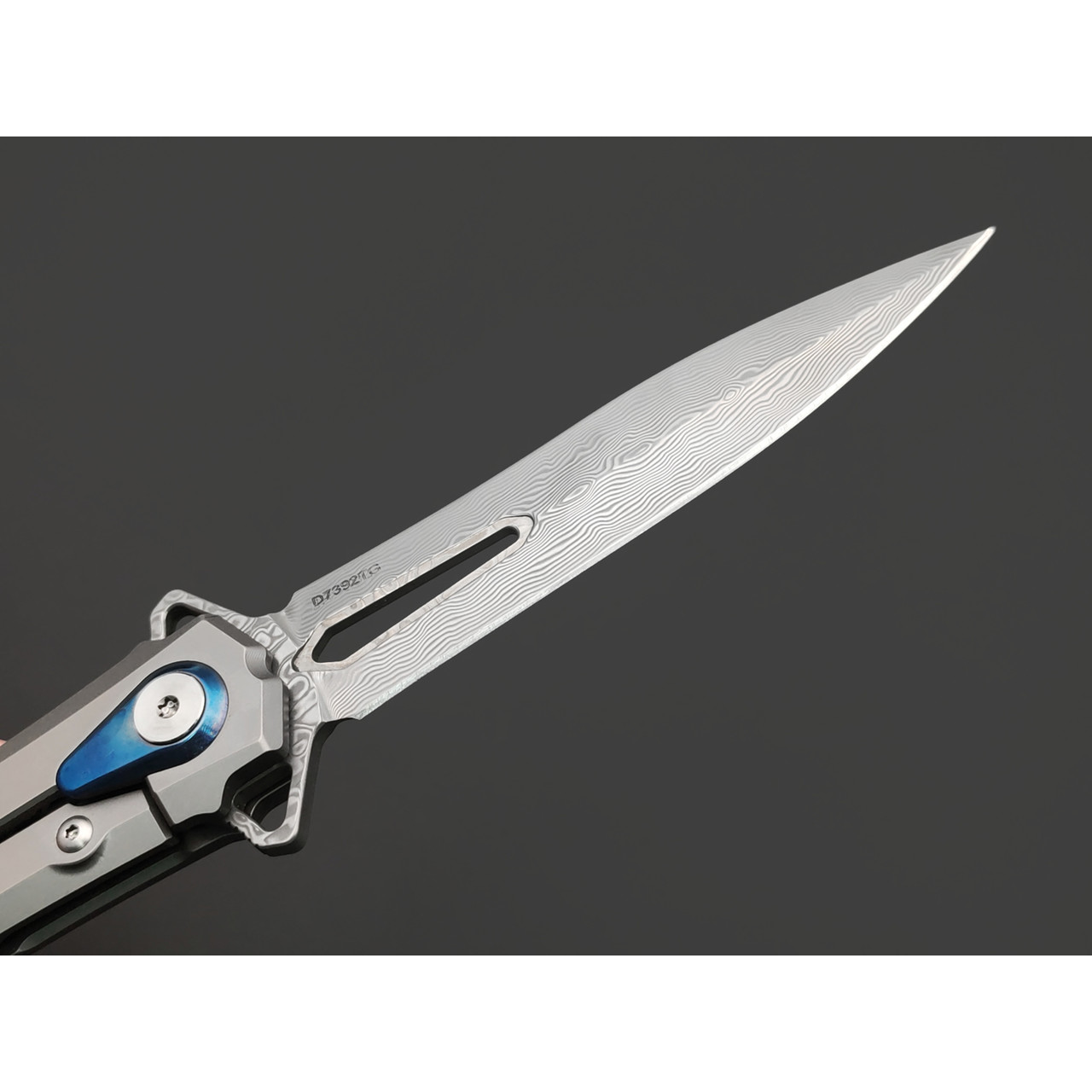 Dr.Tech складной нож Estrel D7392TG сталь Damascus, рукоять Titanium TC4 gray, carbon fiber
