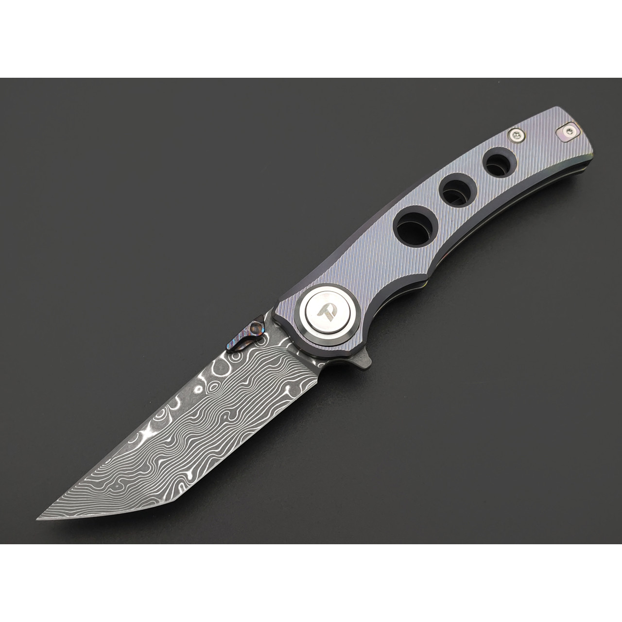 Dr.Tech складной нож Pulsar D3915TDP сталь Damascus, рукоять Titanium TC4 purple