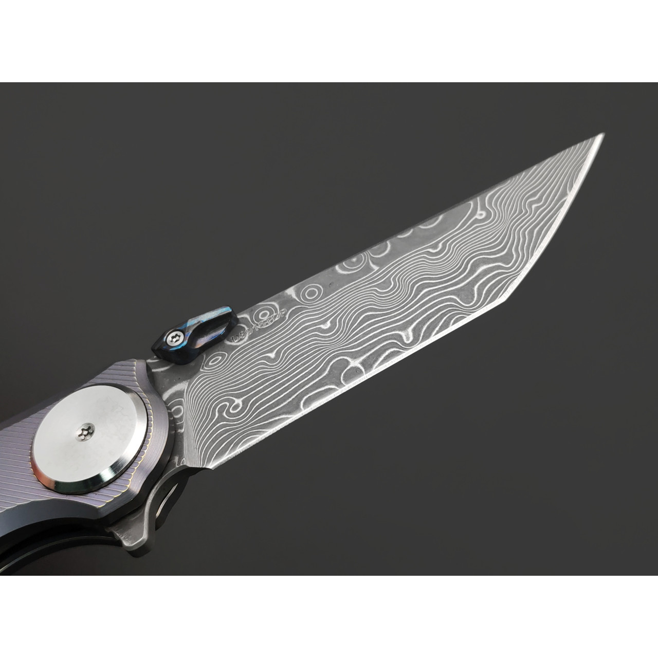 Dr.Tech складной нож Pulsar D3915TDP сталь Damascus, рукоять Titanium TC4 purple
