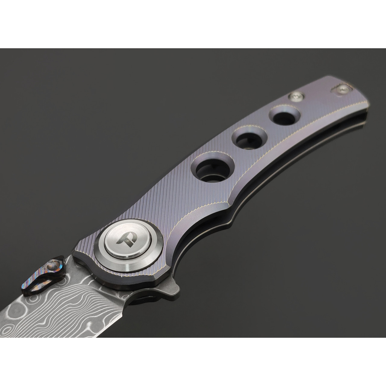 Dr.Tech складной нож Pulsar D3915TDP сталь Damascus, рукоять Titanium TC4 purple