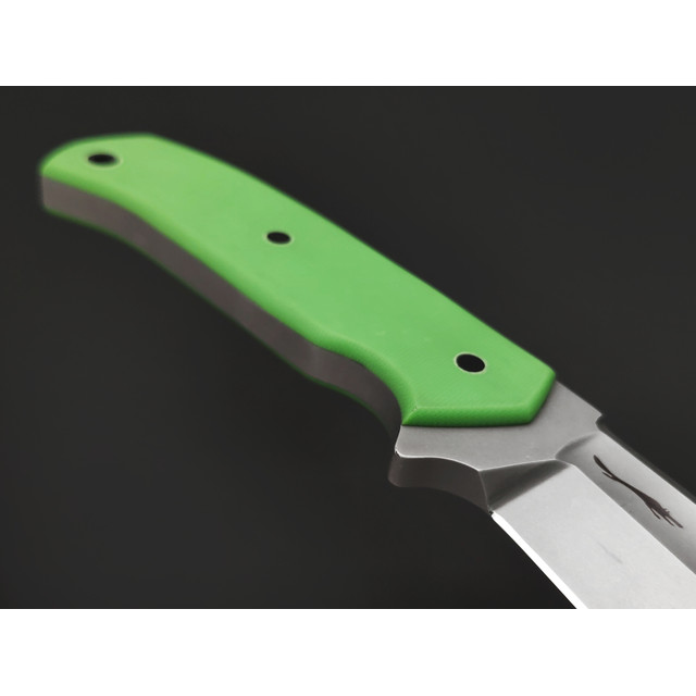 Волчий Век нож ДБ сталь 1.4116 WA стоунвош, рукоять G10 green, пины карбон