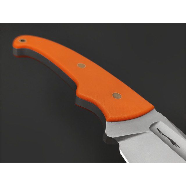 Волчий Век нож Fantocci сталь 1.4116 WA стоунвош, рукоять G10 orange, пины латунь