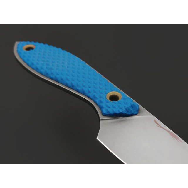 Волчий Век нож МасичЬка сталь 95Х18 WA стоунвош, рукоять G10 blue с насечкой