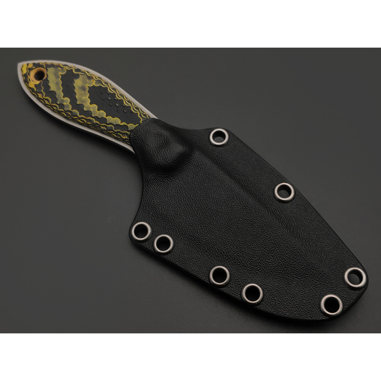 Волчий Век нож МасичЬка сталь 95Х18 WA стоунвош, рукоять G10 black-green-yellow с насечкой