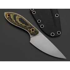 Волчий Век нож МасичЬка сталь 95Х18 WA стоунвош, рукоять G10 black-green-yellow с насечкой