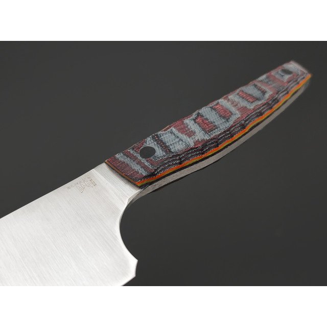 BRK нож Nakiri Bocho 19 см сталь ELMAX satin, рукоять Micarta grey & bordo, пины карбон