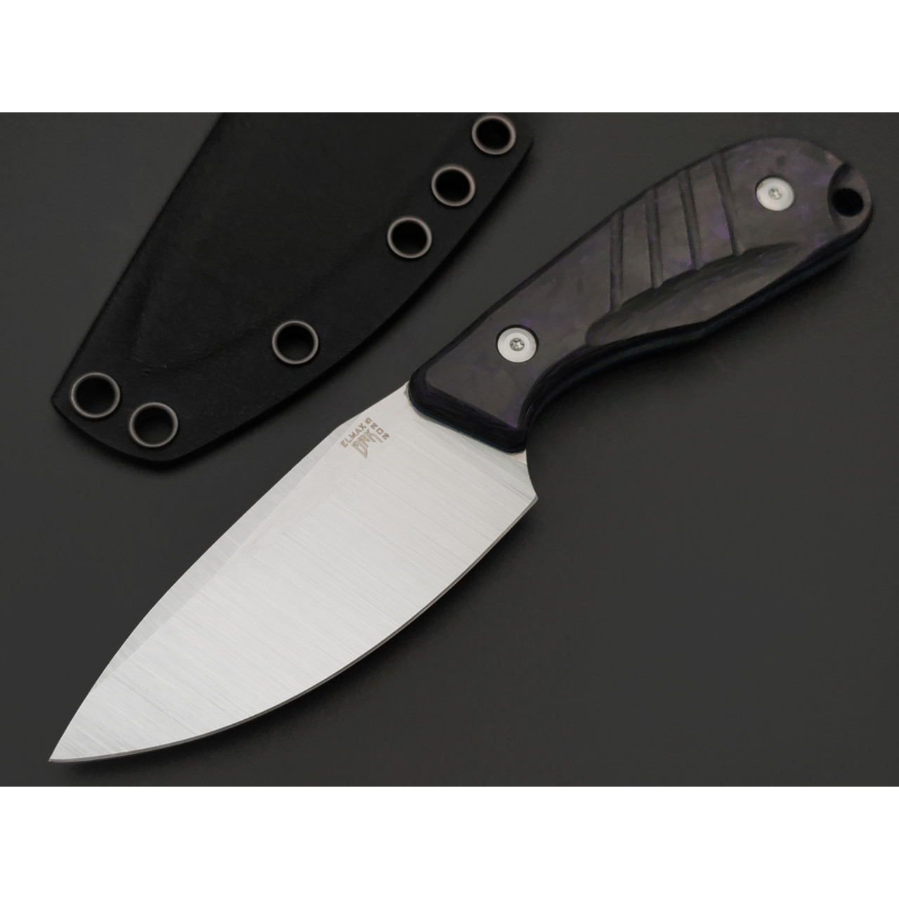 БРК нож Пончик огр. серия сталь ELMAX сатин-св, рукоять Карбон хаотик фиолетовый, стальные винты