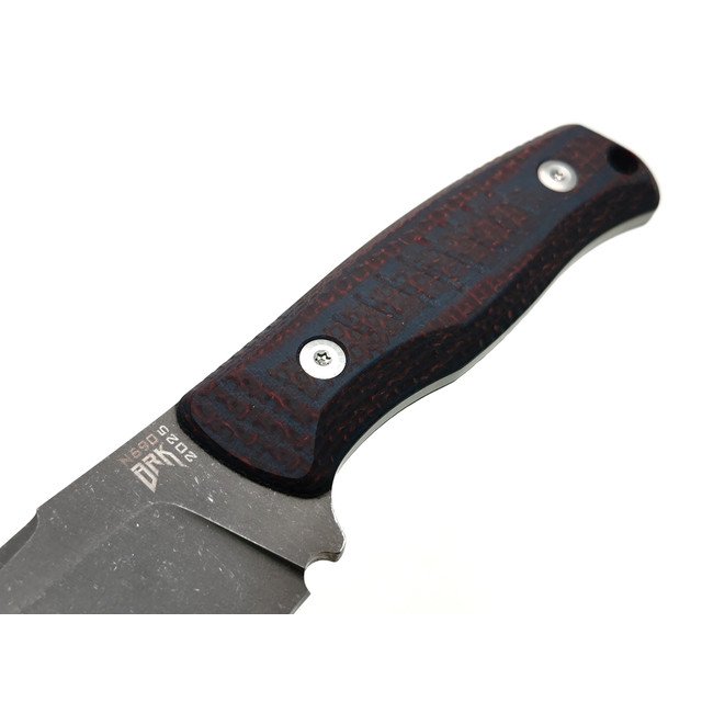 BRK нож Лён First Run сталь N690 блэквош, рукоять Micarta blue-bordo, стальные винты