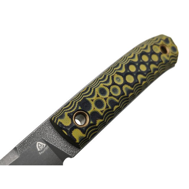 PhantomTools нож Nord сталь K110 блэквош, рукоять G10 black-yellow, ножны kydex rhino black