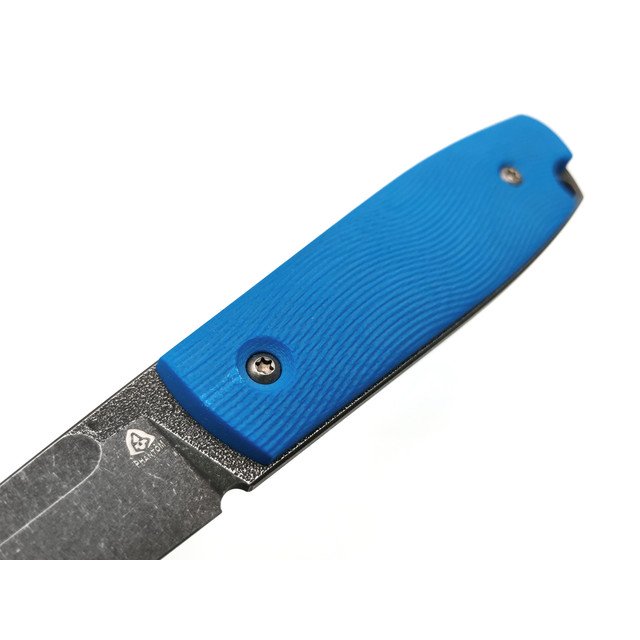 PhantomTools нож Puukko L сталь K110 блэквош, рукоять G10 blue, ножны kydex blue