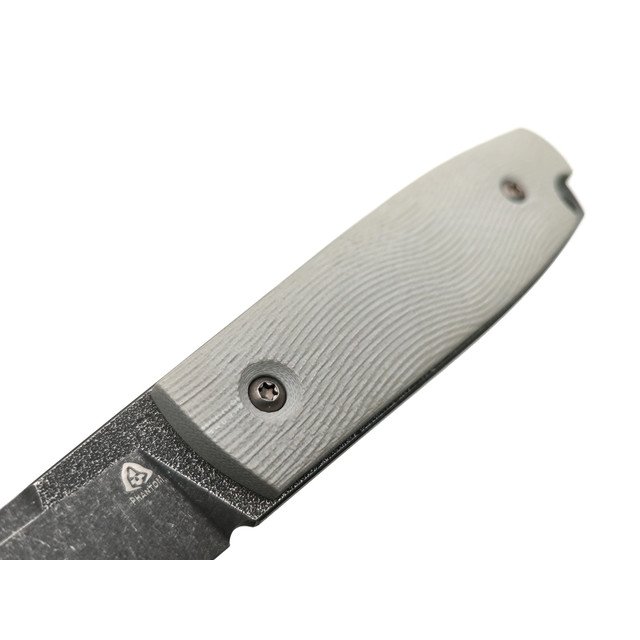 PhantomTools нож Puukko L сталь K110 блэквош, рукоять G10 light grey, ножны kydex grey