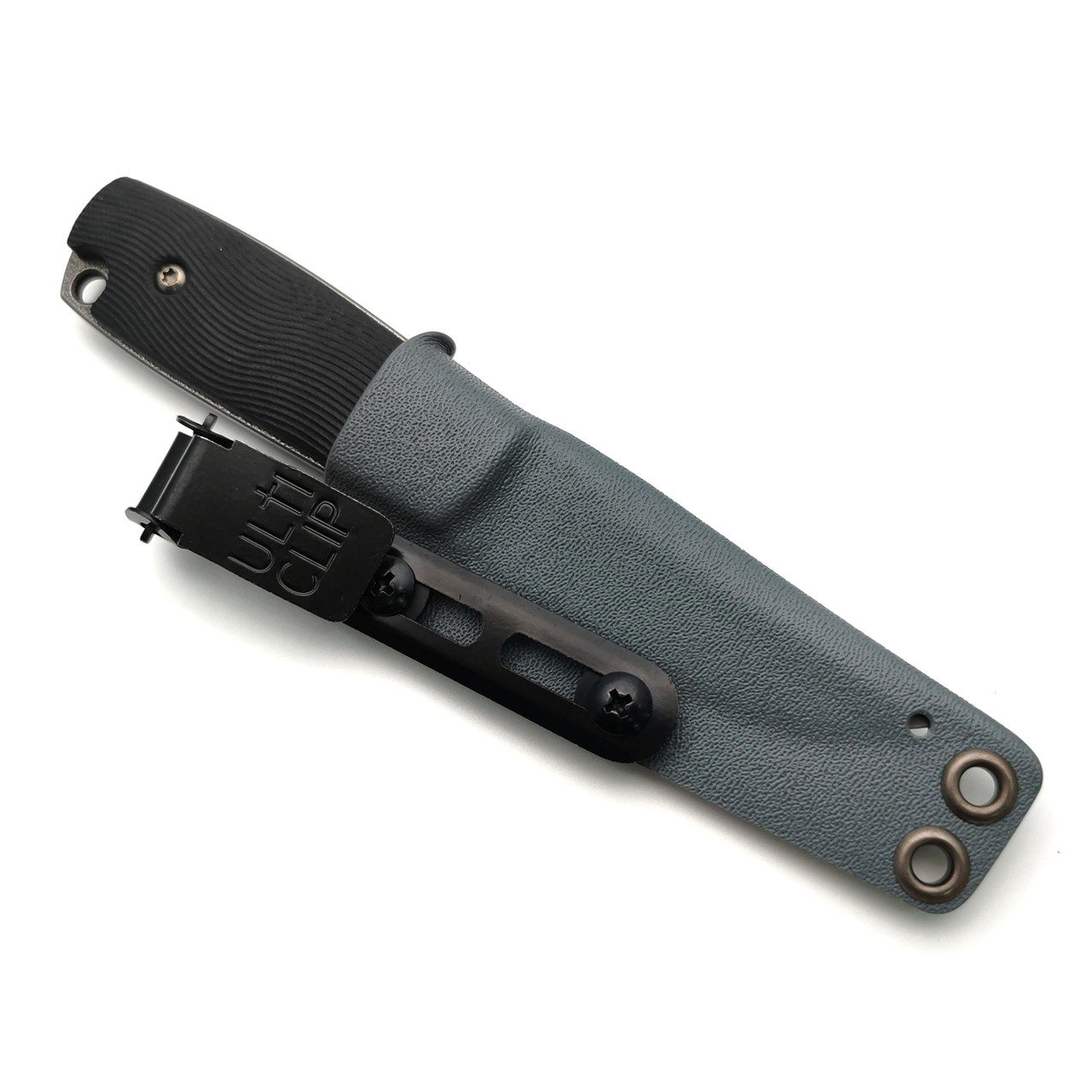 PhantomTools нож Puukko M сталь K110 блэквош, рукоять G10 black texture, ножны kydex grey