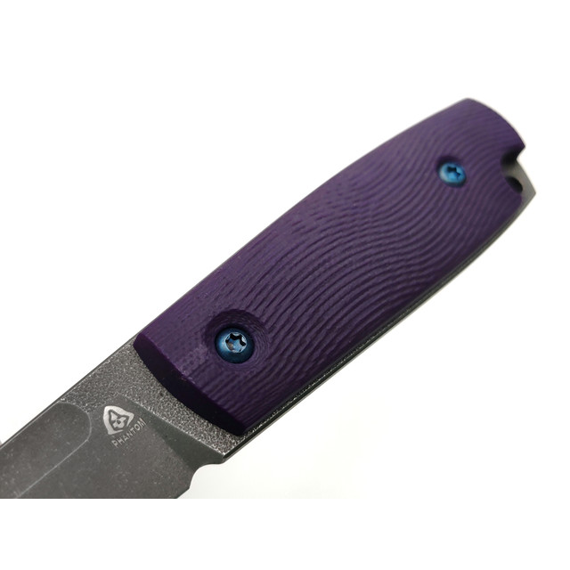 PhantomTools нож Puukko M сталь K110 блэквош, рукоять G10 purple, ножны kydex pink