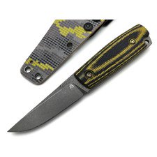 PhantomTools нож Puukko M сталь K110 блэквош, рукоять G10 black-yellow, ножны kydex pixel