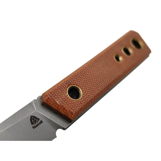 PhantomTools нож Kwaiken mini сталь ELMAX стоунвош, рукоять Micarta natural canvas, ножны kydex brown camo