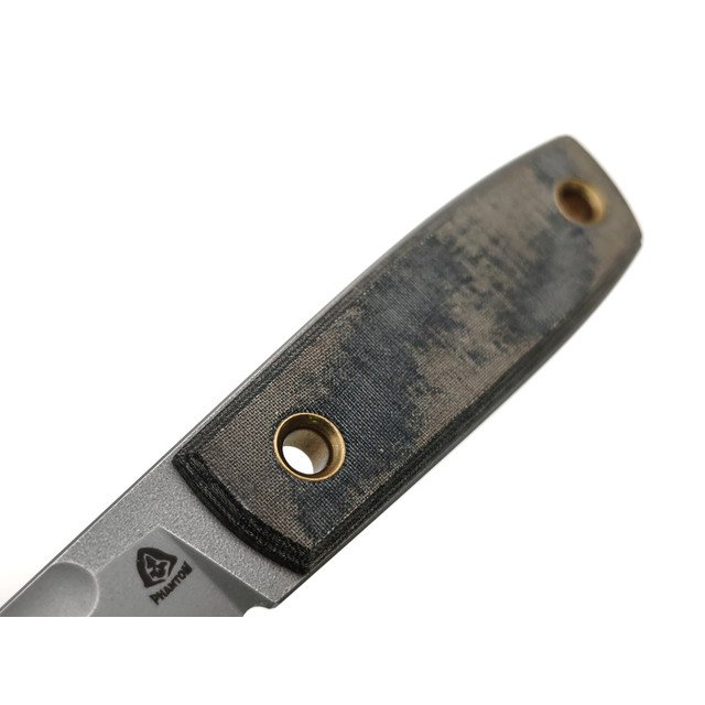 PhantomTools нож Puukko S сталь ELMAX стоунвош, рукоять Micarta black-green canvas, ножны kydex oliva