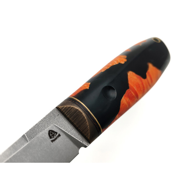 PhantomTools нож Puukko L сталь Cor-X стоунвош, рукоять Гибрид с карельской березой, ножны kydex black