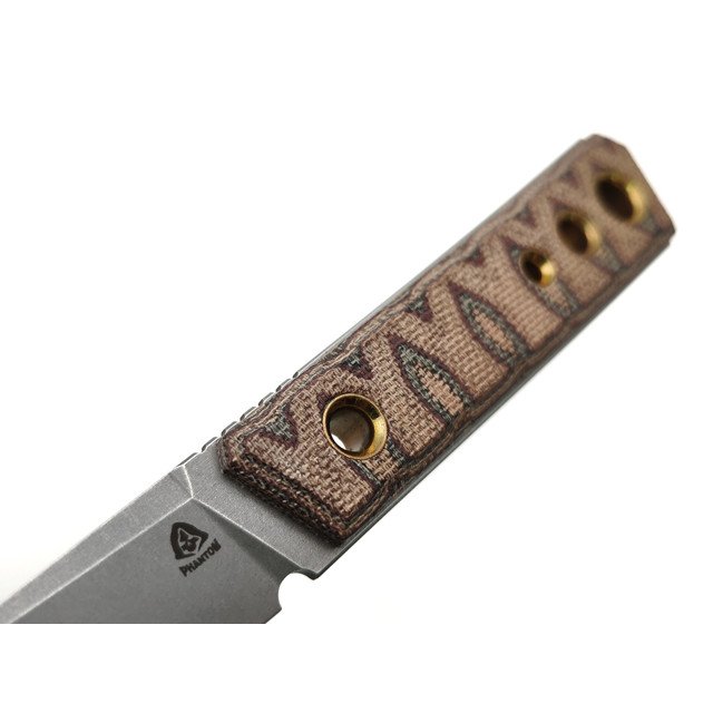 PhantomTools нож Kwaiken mini сталь CROMAX стоунвош, рукоять Micarta python canvas, ножны kydex tan