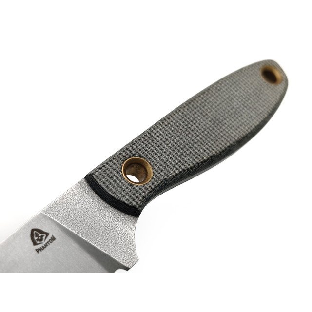 PhantomTools нож Mosquito mini сталь Cor-X стоунвош, рукоять Micarta black canvas, ножны kydex brown