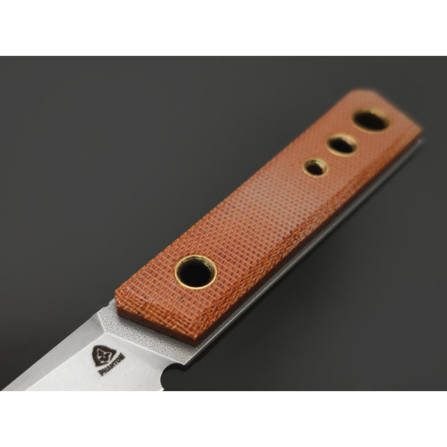 PhantomTools нож Kwaiken mini сталь ELMAX стоунвош, рукоять Micarta natural canvas, ножны kydex brown