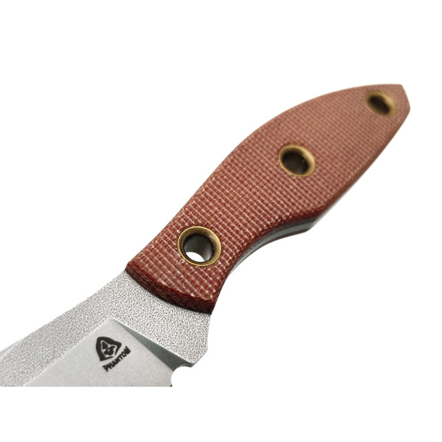 PhantomTools нож Canuck M сталь CROMAX стоунвош, рукоять Micarta natural canvas, ножны kydex brown
