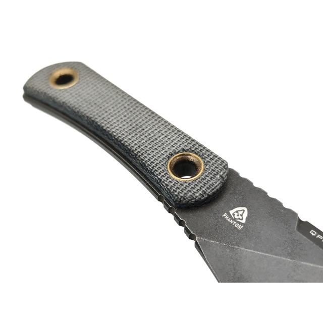 PhantomTools нож Unboxer сталь QPM53 dark etched, рукоять Micarta black canvas, ножны kydex transparent