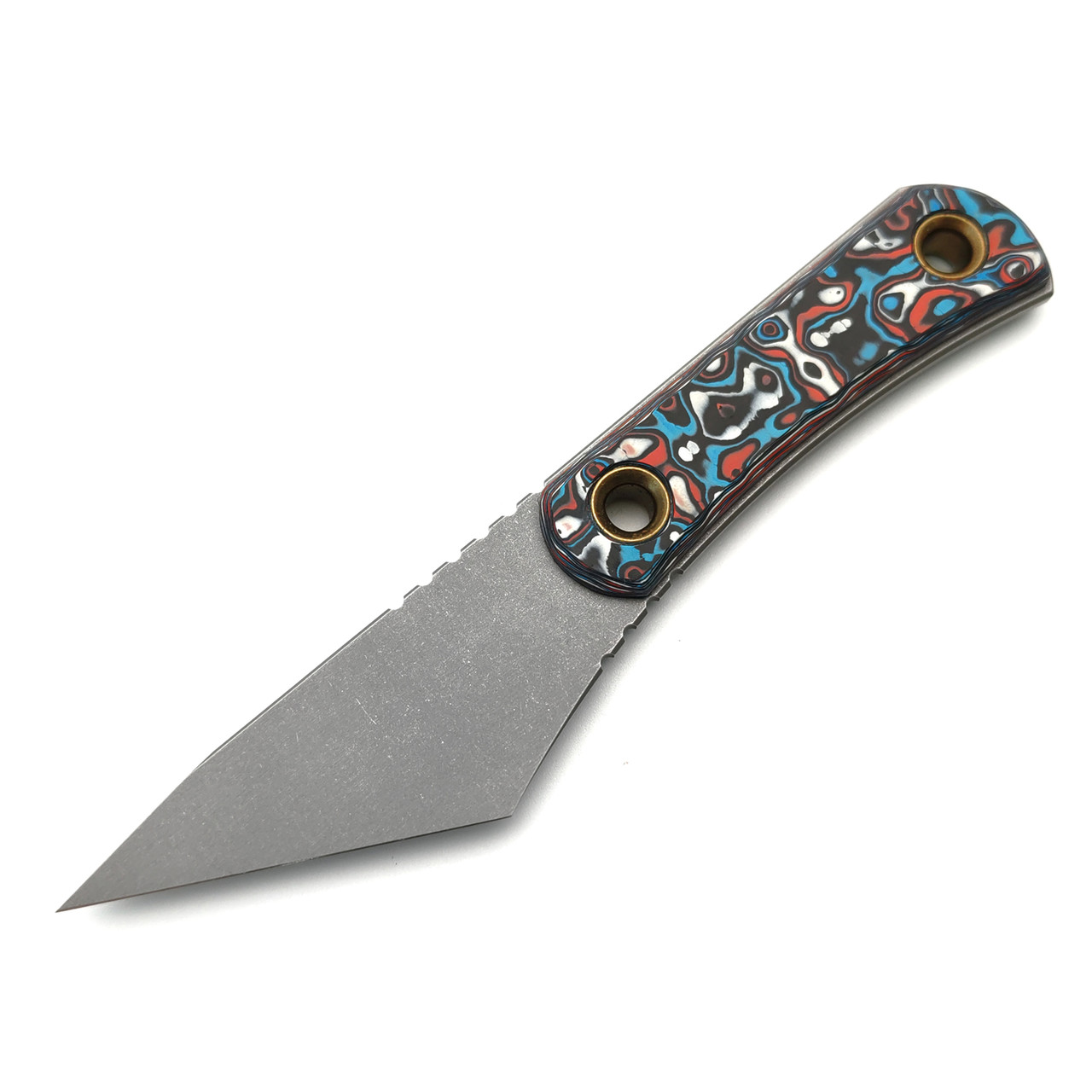 PhantomTools нож Unboxer сталь CROMAX стоунвош, рукоять Chaotic carbon fiber, ножны kydex blue