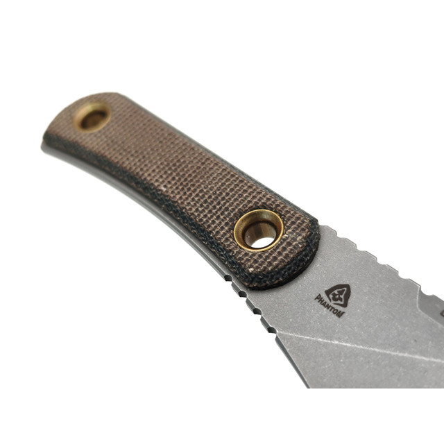 PhantomTools нож Unboxer сталь CROMAX стоунвош, рукоять Micarta OD green canvas, ножны kydex oliva