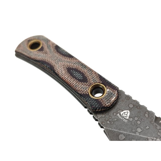 PhantomTools нож Unboxer сталь K390 dark etched, рукоять Micarta python canvas, ножны kydex rhino black