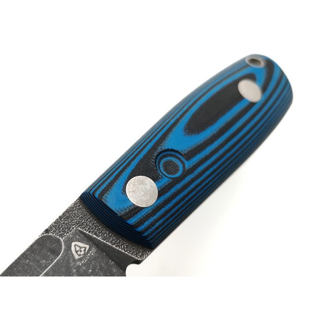 PhantomTools нож Puukko M сталь K110 блэквош, рукоять G10 black-blue, ножны kydex blue