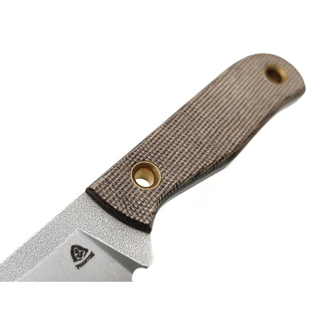 PhantomTools нож Rhino mini сталь Cor-X стоунвош, рукоять Micarta OD green canvas, ножны kydex yellow