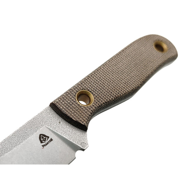 PhantomTools нож Rhino mini сталь Cor-X стоунвош, рукоять Micarta OD green canvas, ножны kydex oliva