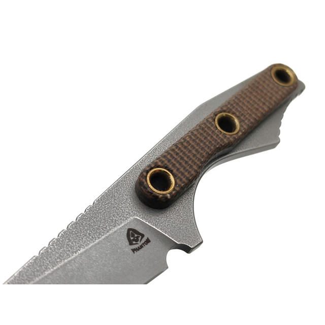 PhantomTools нож Wharncliffe сталь M390 стоунвош, рукоять Micarta natural canvas, ножны kydex black