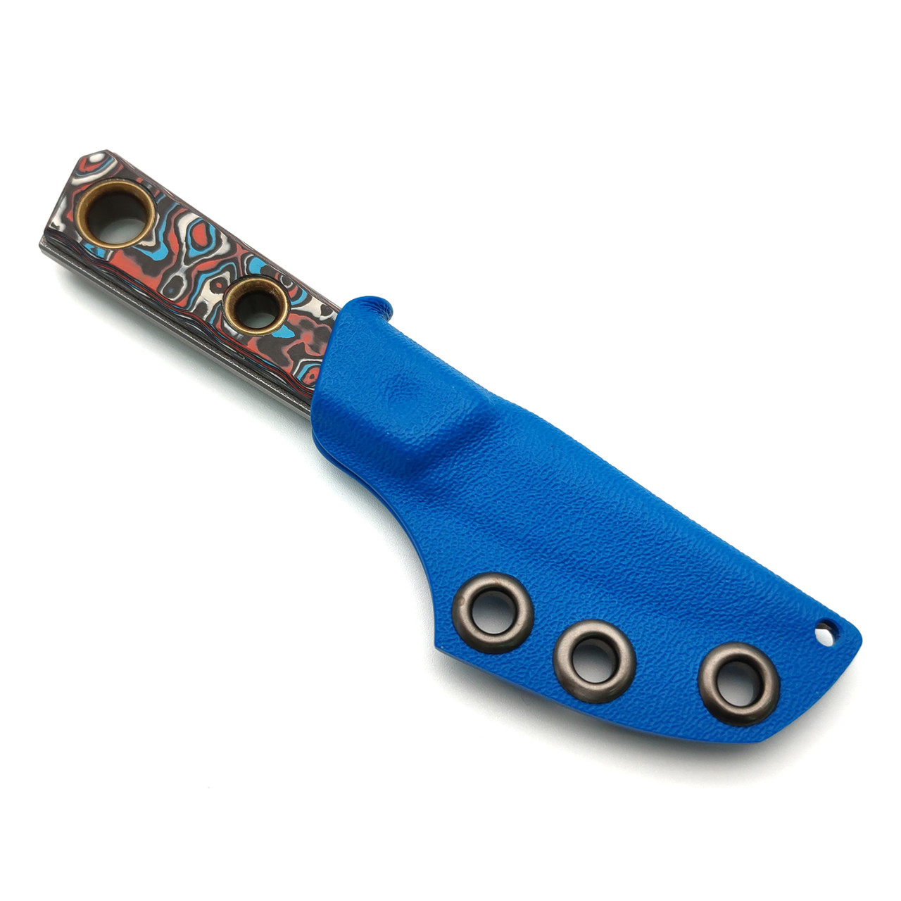 PhantomTools нож Kwaiken micro сталь CROMAX стоунвош, рукоять Chaotic carbon fiber, ножны kydex blue