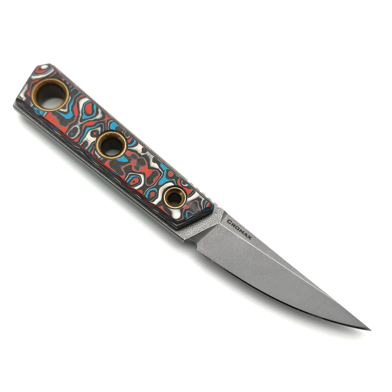 PhantomTools нож Kwaiken micro сталь CROMAX стоунвош, рукоять Chaotic carbon fiber, ножны kydex blue