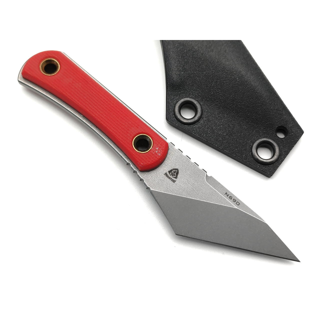 PhantomTools нож Unboxer mini сталь N690 стоунвош, рукоять G10 red, ножны kydex black