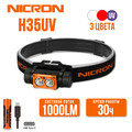 NICRON светодиодный налобный двухлучевой фонарик с УФ H35UV 1000LM IPX7