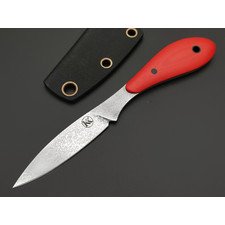 Кирилл Козлов нож Средняя Осока сталь VG-10 худ. травление, рукоять G10 red, carbon fiber black