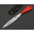 Кирилл Козлов нож Осока сталь Aus-10Co худ. травление, рукоять G10 red, carbon fiber black