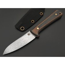 Кирилл Козлов нож Разделочный сталь Aus-10Co худ. травление, рукоять Micarta grey & coyote, латунь
