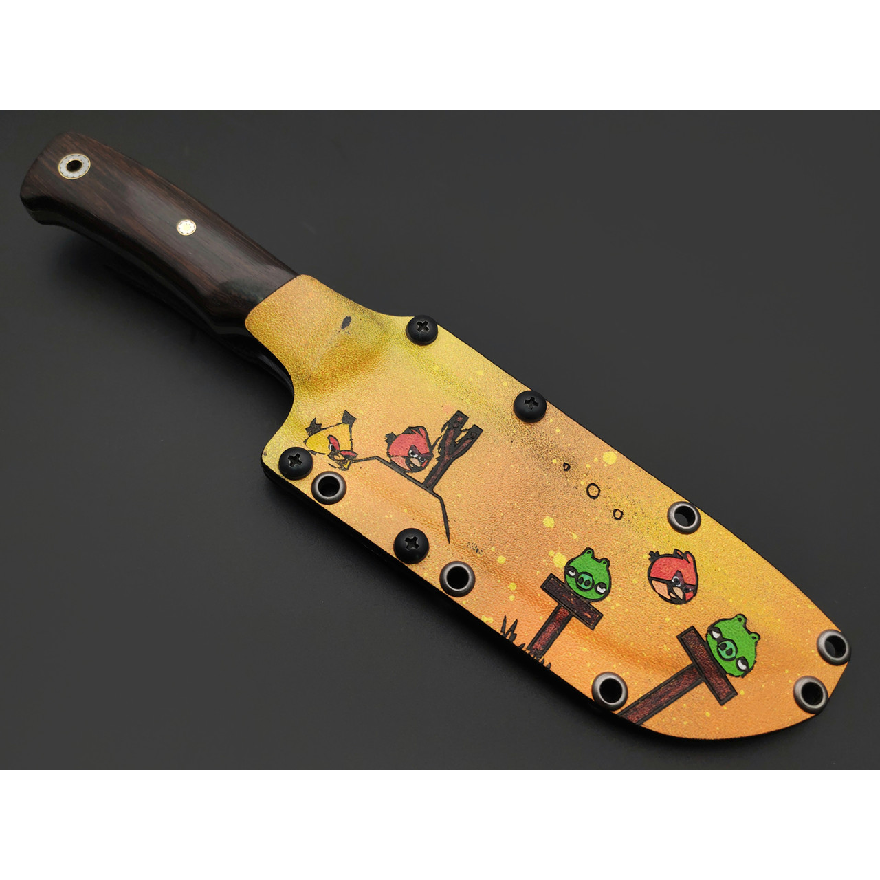 Богдан Гоготов нож NBG-88 Angry Birds сталь Lomax худ. травление, рукоять Гренадил, G10 black