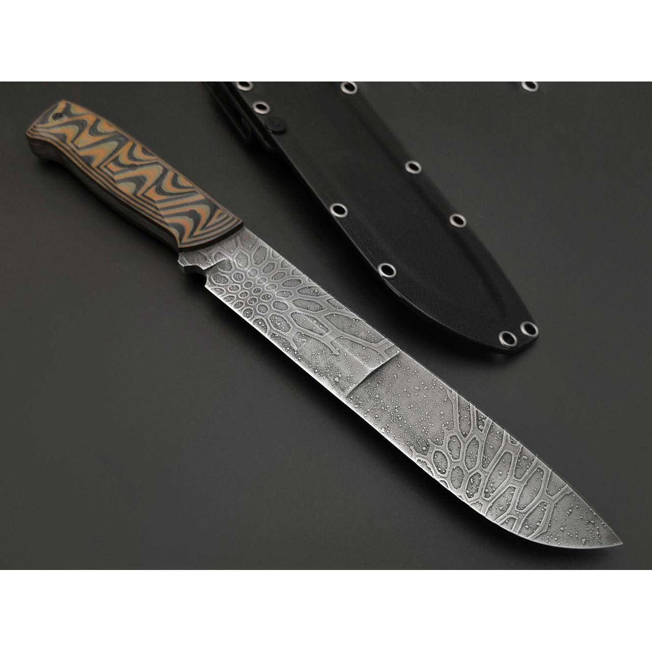 Богдан Гоготов нож NBG-96 сталь 95Х18 худ. травление, рукоять G10 olive & coyote