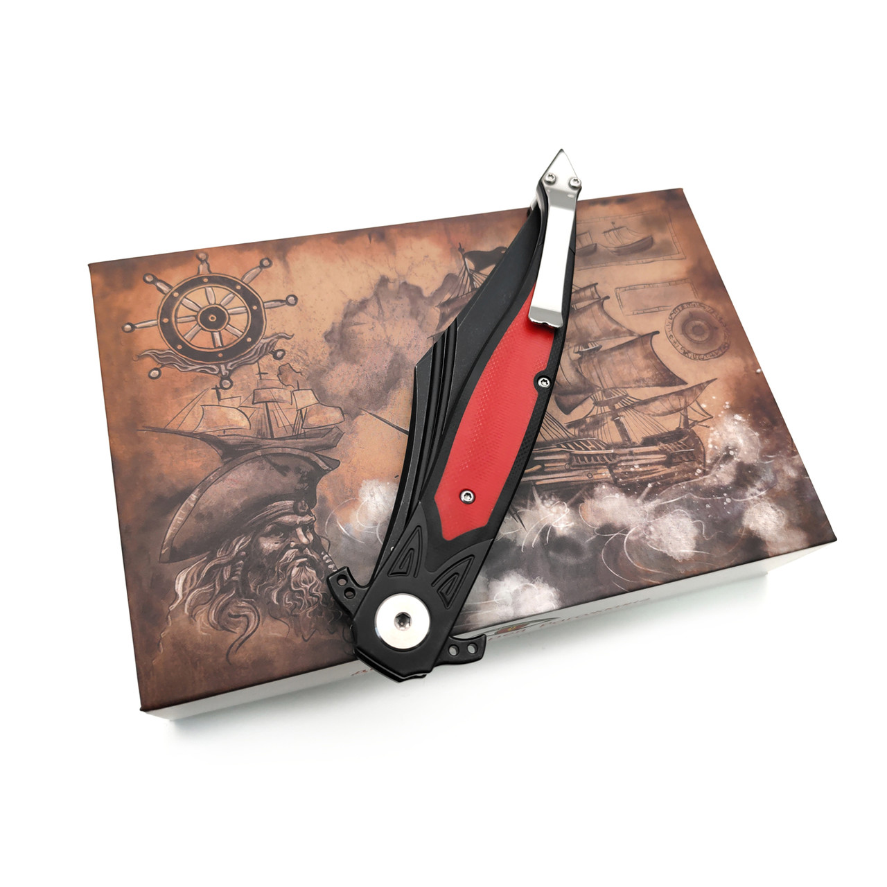 Reptilian складной нож Билли Бонс-03R сталь VG-10 блэквош, рукоять G10 red, steel black